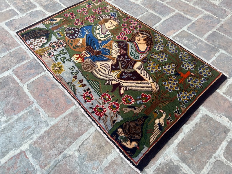 1.10x3.5 Afghan Handmade Pictorial Tribal Wool Rug Area Carpet Wall Hanging Art gallery