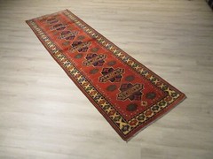 10 FEET RUNNER CAUCASIAN KAZAK TRIBAL HANDMADE-KNOTTED FINE SOFT WOOL RUG 581401