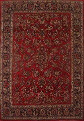 Vintage Red Floral Traditional Hand-knotted Palace Size Rug Wool Carpet 13×16