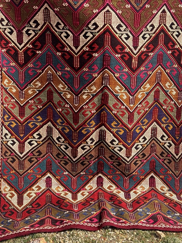 Zili Technique Kilim Rug from Konya, Turkey 80+ years old - 234 cm x 146 cm gallery