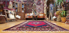 Rare Antique Cr1940-1950’s Wool Pile Natural Dye Tribal Area Rug 5’2″×9’10”