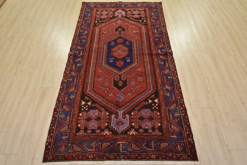 Hamedan Rug 4’6” x 8′ Red Wool Vintage Tribal Hand-Knotted Oriental Carpet gallery