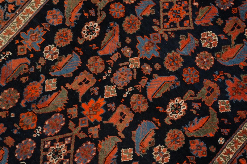 Antique Vegetable Dye Navy Blue Kork Wool Hand-made Narrow/ Long Runner Rug 3x18 gallery