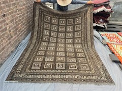 7×9 Antique Handmade Kilim Rug Terracotta Faded Geometric Oriental Area Rug