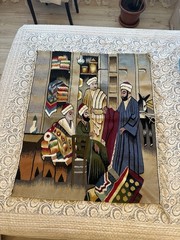 Vintage Pictorial Kilim Rug 35×43 Wool Tapestry “The Carpet Merchant” Handmade