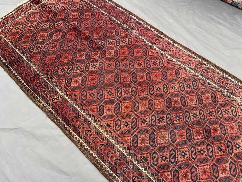 3'3x6'6 ft Turkoman All-Over Boteh Lattice Handknotted Wool Vintage Rug gallery