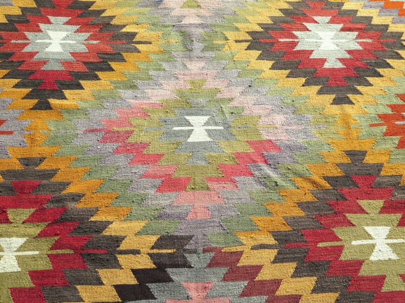 Area Rugs, Turkish Kilim Wool, Handmade Floor Carpet Large Teppich Tapi 76"x107" gallery