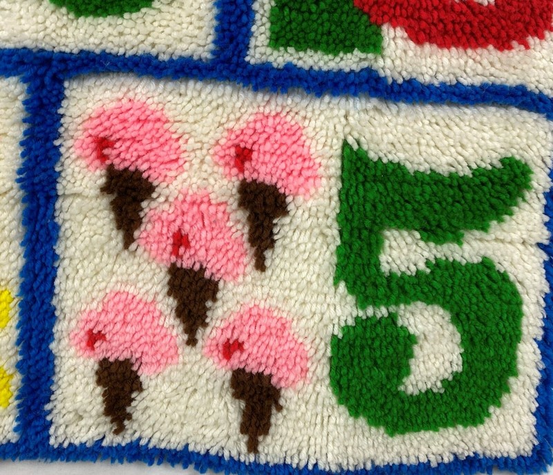 Childs Room Hand Crafted Yarn Loop Latch Hook Rug or Wall Hanging Vintage #21E gallery