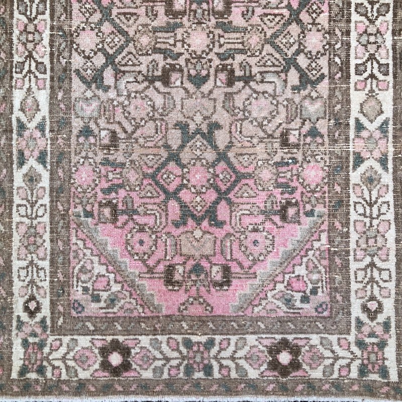 Vintage Runner Rug | Pink and Brown Tones | 3x10 gallery