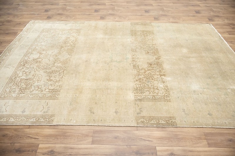 Semi-Antique Distressed Muted Oriental Wool Rug Living Room Carpet 6'7x9'7 Ft gallery