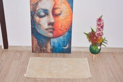 Vintage Turkish Bedside Rug 1’5×2’8 | Small Oushak Rug | Distressed Light Orange
