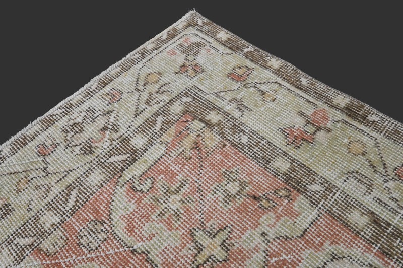 Vintage Turkish Oushak Rug, Beige 6x9 ft, Handmade Wool, Bohemian Anatolian gallery