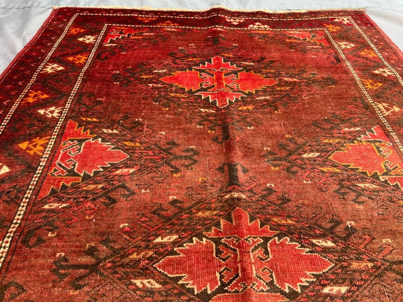 Antique Turkmen Rug 3'9x5'8 Ft – Tribal Handmade Wool Rug Geometric Afghan Style gallery