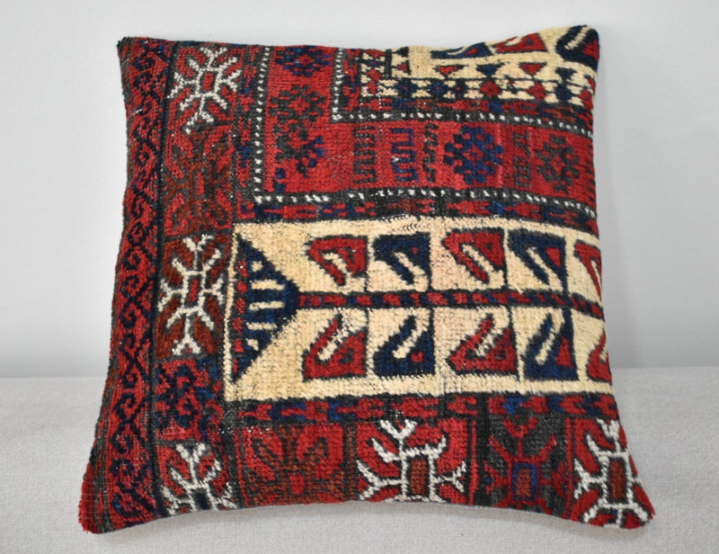 Antique Tribal Pillow Cover Sofa Rug 16'' x 16'' Made Of Antique Cushion Carpet gallery