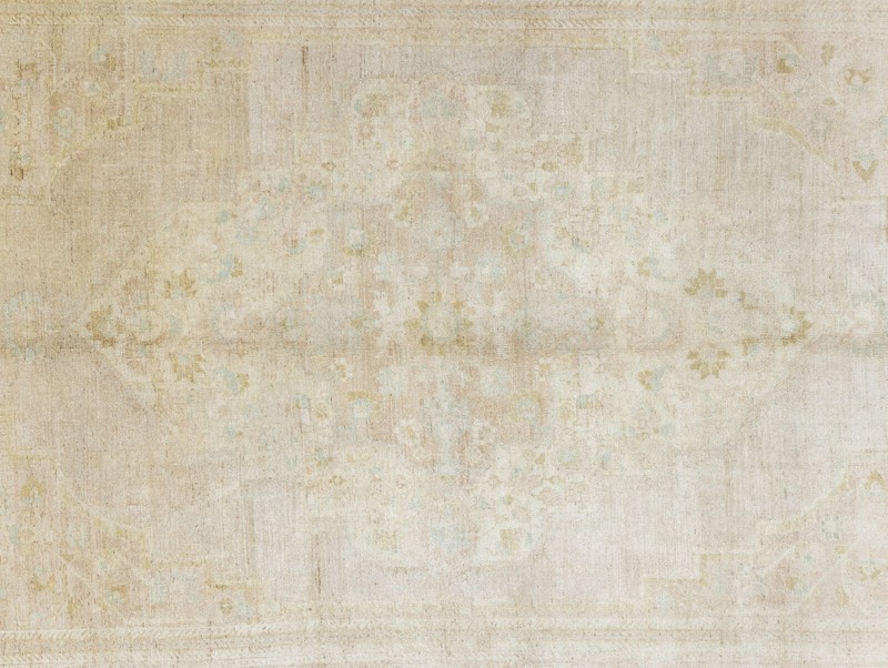 Turkish Oushak Muted Neutral Wool Area Rug 6.6x10.2 ft Hand Woven Vintage Carpet gallery