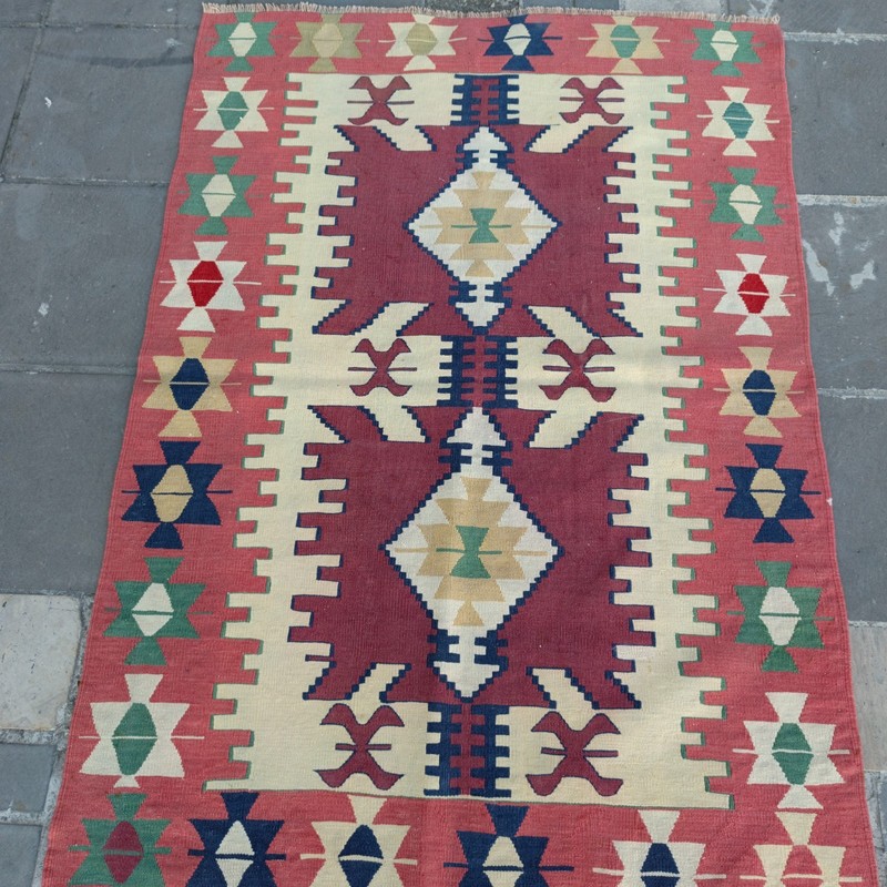 3.9 x 5.45 ft Vintage Turkish 4x5 Kilim Rug , 119 x 166 cm Tribal Handmade Kelim gallery
