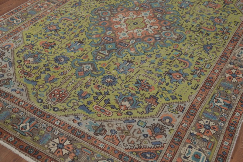 Vintage Over-Dyed Light Green Wool Living Room Area Rug Handmade Carpet 6x9 gallery