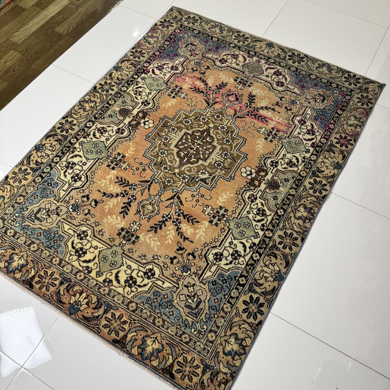 4x6 Antique Persian Area Rug, Hand Knotted Floral Oriental Carpet gallery