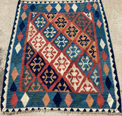 Vintage Traditional Handmade Beautiful Turkish Kilim Floor Rug Carpet 128×110 cm