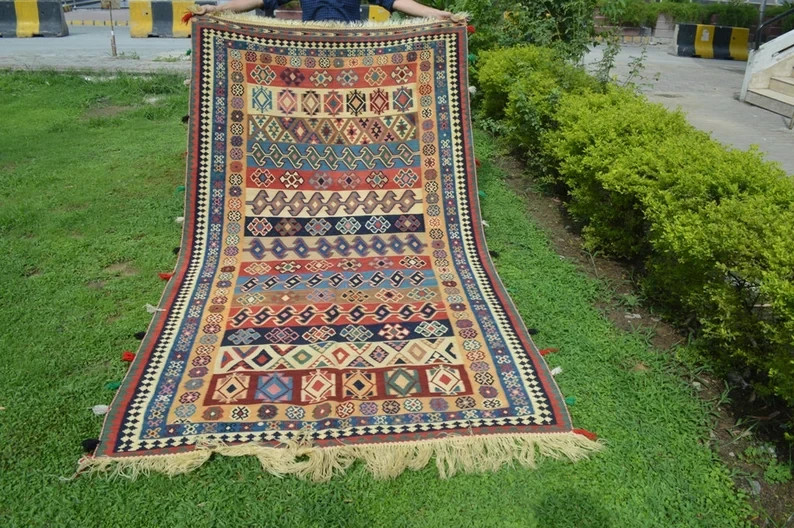 9'5X5 COLLECTORS ITEM Beautiful Antique Shirvan Caucasian Daghistan Group Kilim gallery