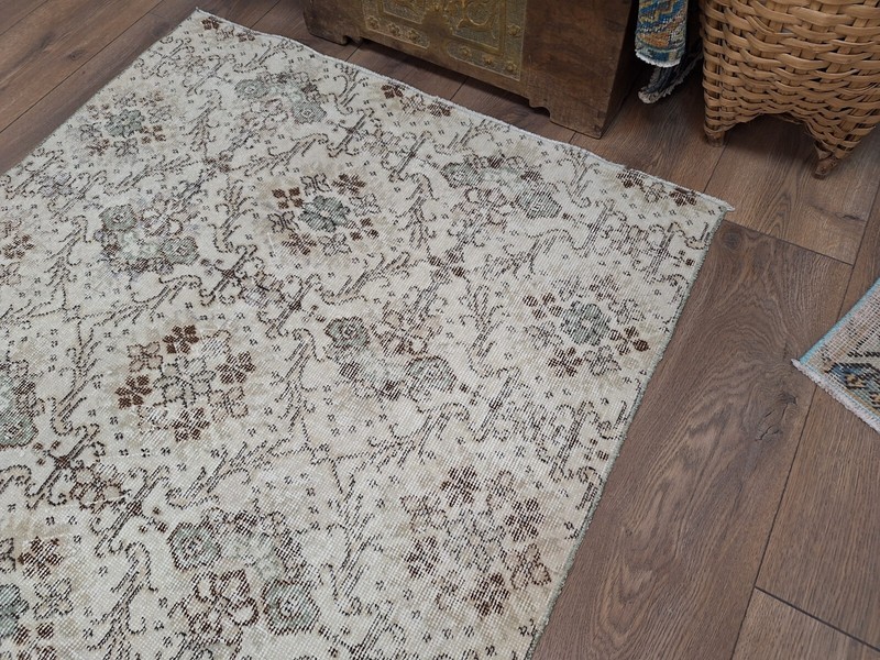 Beige Rug, Living Room Rug, Handmade Area Rug, Office Rug 3.8 x 6.9 Ft gallery
