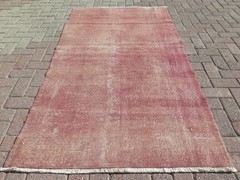 Vintage Turkish Boho Rugs, Handwoven Carpet, Overdyed Pudra Rug Wool Rug 45″x80″