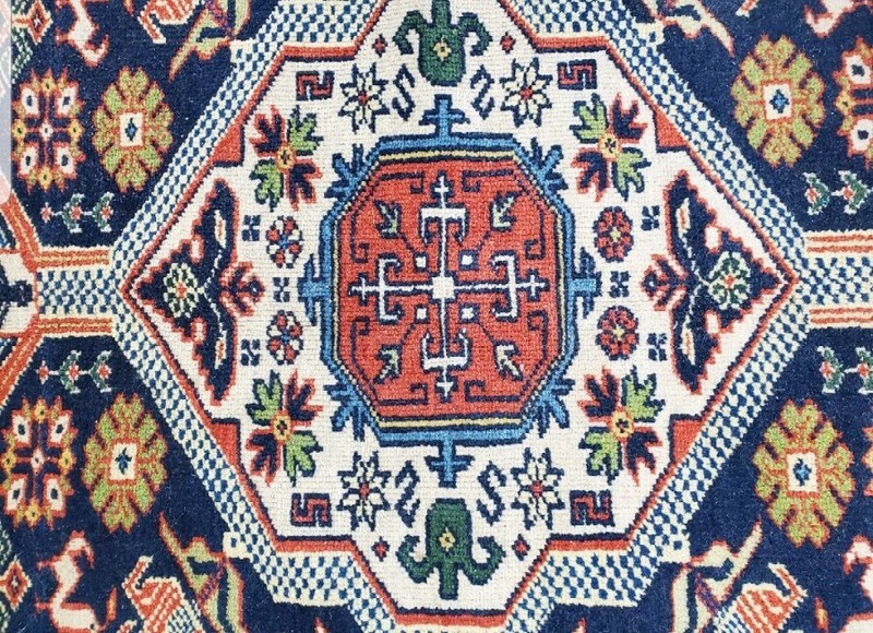 VINTAGE TRIBAL KURDISH RUG WITH ANIMALS AND WOOL FRINGE gallery