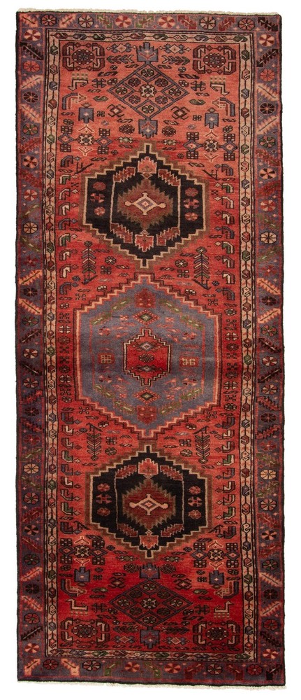 3'9" x 9'4" Vintage Hand-knotted Runner Rug Traditional Oriental Wool Carpet