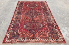 Antique Traditional Handmade Qashqai Wool Multicolor Rug 325 x 208 cm