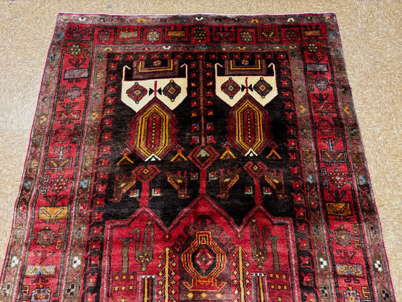 Vintage Koliai Tribal Bird Wool Runner Rug 5x10 Hand Knotted Black Oriental Area gallery