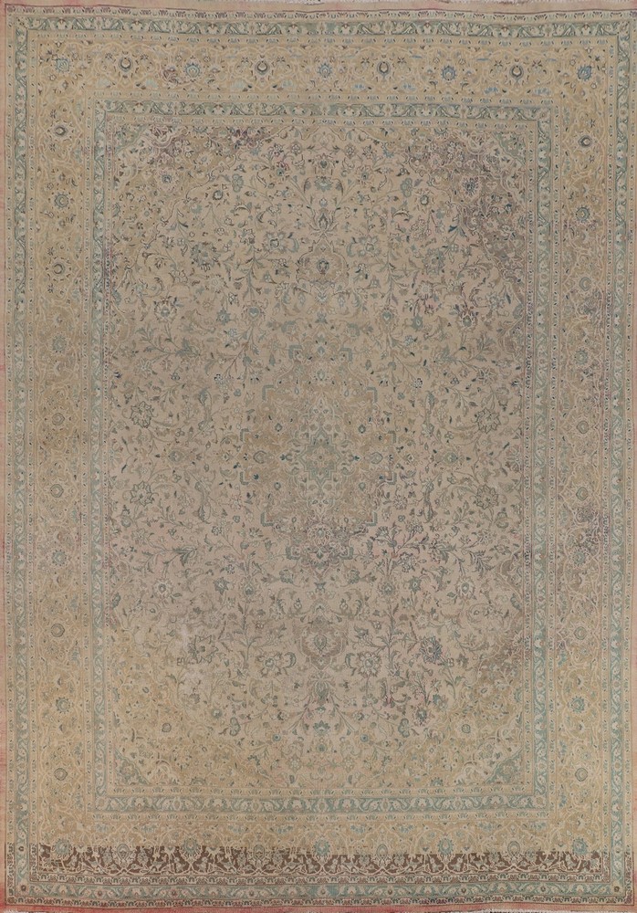 Muted Distressed Wool Area Rug 10x13 Traditional Living Room Hand-made Carpet