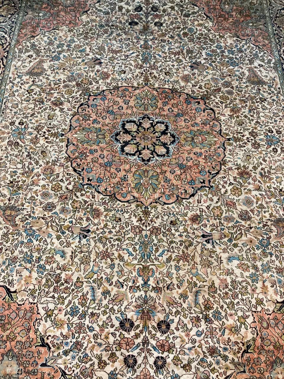 11x8 ft COLLECTORS ITEM Vintage Stunning Natural Silk Fine Quality Hereke Carpet gallery