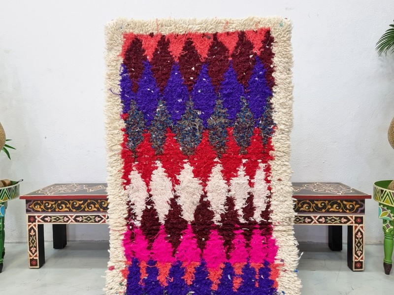 Moroccan Handmade Vintage Berber Rug2'4x5'9Geometric Multicolor Wool &Cotton Rug gallery
