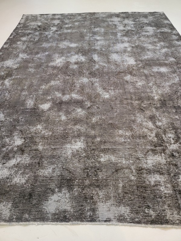 Antique Oriental Hand-Knotted Wool Area Rug Distressed Charcoal 9'7" x 12'9" gallery