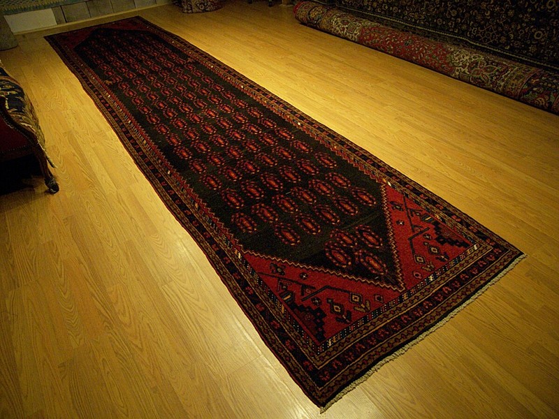 4 x 17 Hand Knotted Antique 1930s Bakhtiari Kurdish Runner_Veggie Dyed Fine Wool gallery