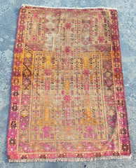 Vintage Hand Made Traditional Rug Oriental Wool Multicolor Carpet 123×90 cm