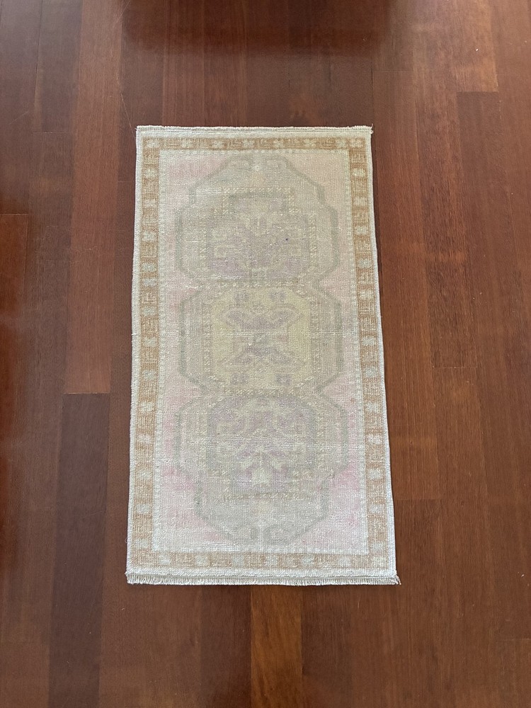 Japandi Neutral Oushak Rug 2x3 Muted Beige Wool Hand Knotted Small Accent Mat