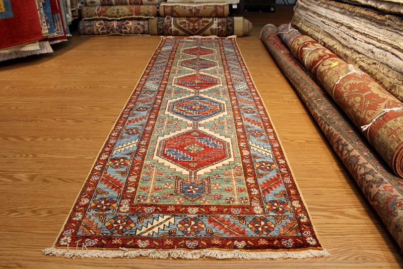10' ft. TOP QUALITY HANDMADE HALL RUNNER JEWEL COLORS VEGETABLE DYES WOOL RUG gallery