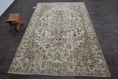Oushak Turkish Vintage Rug 5×8 Kilim Rug Anatolian Handmade Boho Decor BEIGE