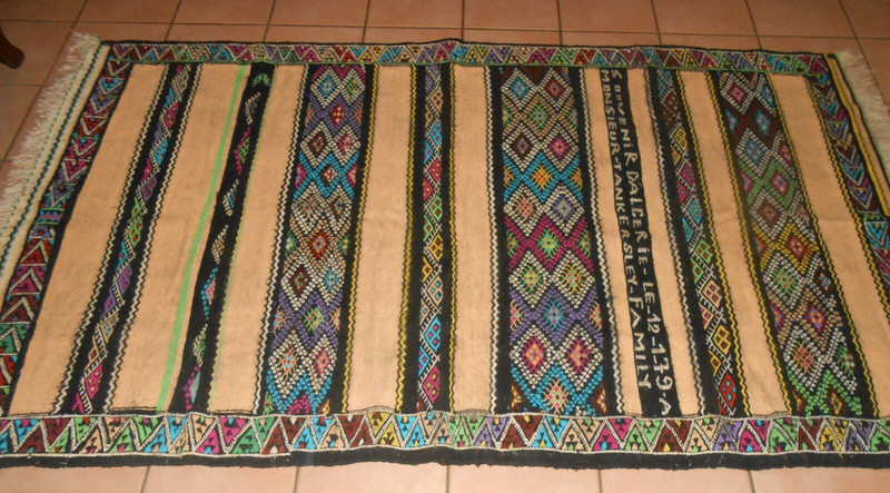 Vintage Berber Rug 1979 Algerian Multicolored Geometrical Handmade Boho Signed gallery
