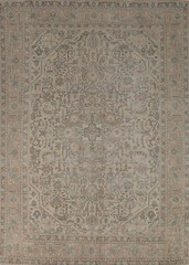 Traditional Vintage Muted Geometric Handmade Wool Tebriz Rug Area Carpet 8×11