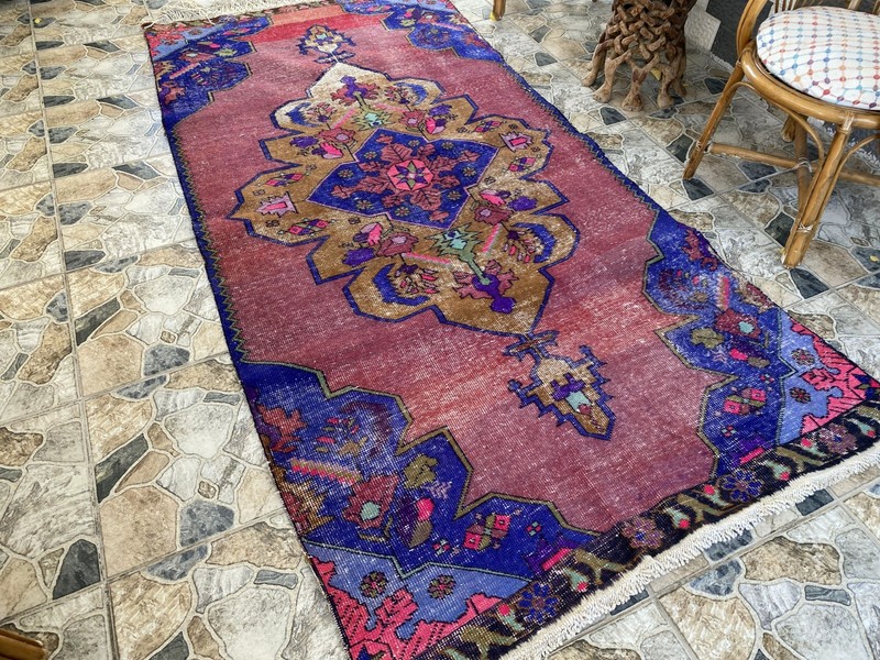 Vintage Turkish Rug 4.2 x 8.93 ft Hand-Knotted Wool Floral Anatolian Traditional gallery