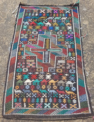 Vintage Traditional Handcrafted Tunisian Kilim Rug for Home Décor 140×90 cm
