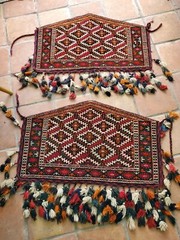 Pair of original turkoman dated 1964 asmalyk carpet / pile rug