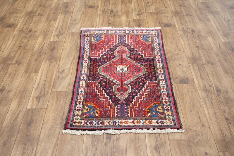Semi-Antique Red Oriental Wool Rug Distressed Small Entryway Carpet 2'9x4'5 Ft gallery