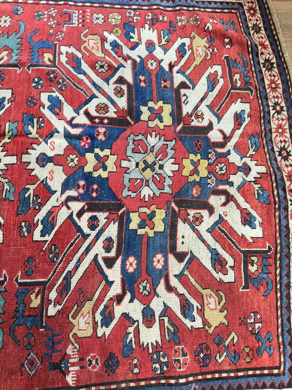 ANTIQUE CAUCASIAN EAGLE KAZAK RUG 6x8FT circa 1880 gallery