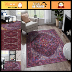 Modern Vintage Turkish Lavender Runner Rug 2’5″x10″ – Washable, Foldable, Luxury