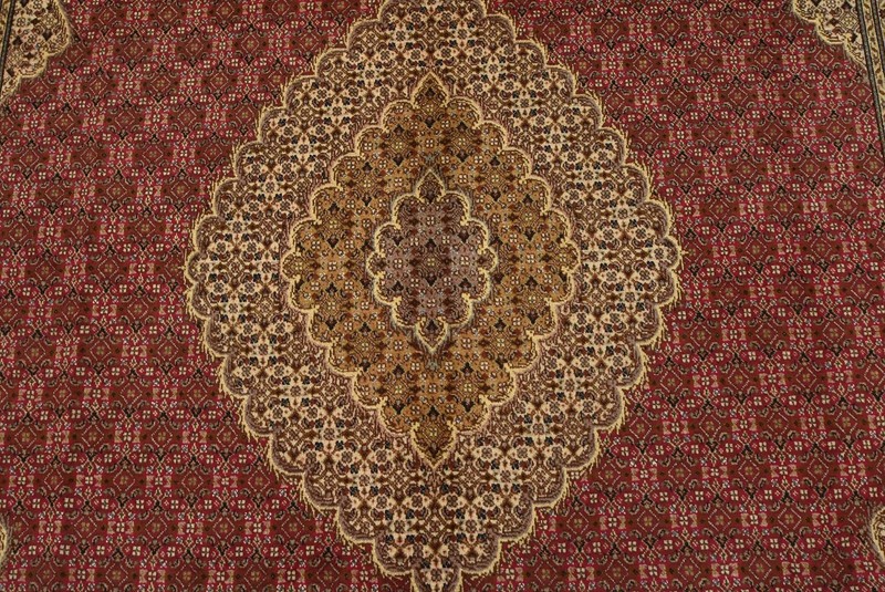 Tabrizi Mahi Rug 6’7” x 9’9” Red Wool/Silk Traditional Hand-Knotted Carpet gallery