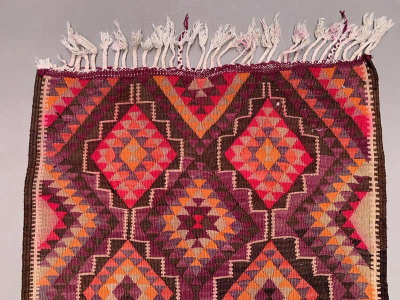 Old Turkish Kilim Runner 360x107 cm, Vintage Kelim Rug, Long and Narrow gallery