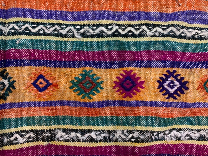 Colourful Vintage Turkish Kilim 318x138 cm Kelim Rug Wool Red Green Black Large gallery
